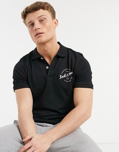 Черное поло с круглым логотипом Jack & Jones Originals-Черный цвет