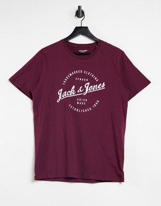 Красно-коричневая футболка с круглым логотипом Jack & Jones Originals-Красный