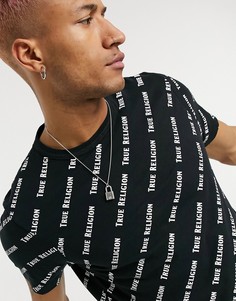 Футболка со сплошным принтом логотипа True Religion-Черный цвет