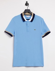 Футболка-поло из хлопка с контрастной отделкой Lacoste-Голубой
