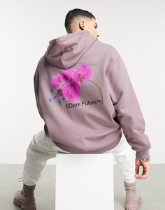 Фиолетовый худи в стиле oversized с графическим принтом на спине ASOS Dark Future-Фиолетовый цвет