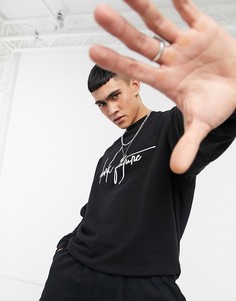 Черный свитшот в стиле oversized с логотипом-надписью ASOS Dark Futur-Черный цвет
