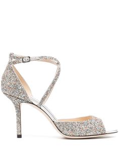 Jimmy Choo босоножки с открытым носком и блестками