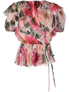 Dolce & Gabbana топ с V-образным вырезом и оборками