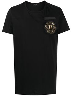 Balmain футболка с нашивкой-логотипом