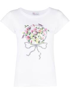 RED Valentino футболка с короткими рукавами и цветочным принтом