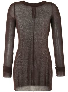 Rick Owens полупрозрачная удлиненная футболка