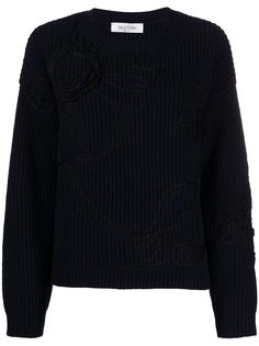 Valentino джемпер с цветочной вышивкой