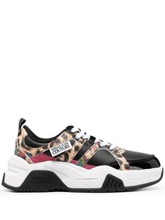 Versace Jeans Couture кроссовки с леопардовыми вставками