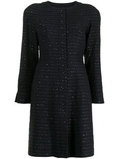 Chanel Pre-Owned однобортное пальто с пайетками