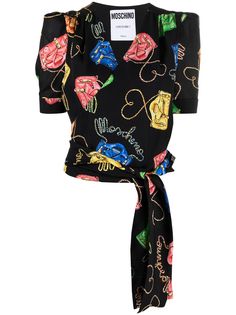 Moschino топ с запахом и принтом