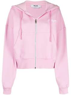 MSGM худи на молнии с вышитым логотипом