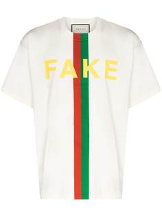Gucci футболка с принтом Fake/Not