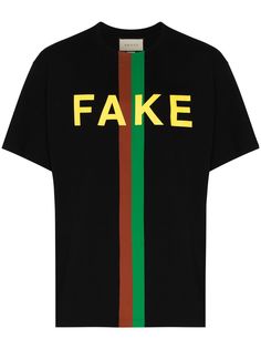 Gucci футболка с принтом Fake/Not