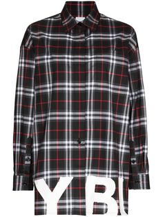 Burberry рубашка в клетку с логотипом