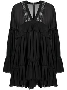 Saint Laurent платье мини с оборками