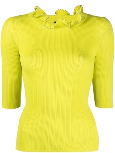 Pinko трикотажный топ с оборками и укороченными рукавами