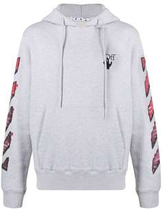 Off-White MARKER SLIM HOODIE MELANGE GREY RED