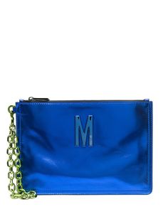 Moschino клатч с эффектом металлик и логотипом M