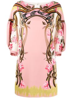 Alberta Ferretti короткое платье с цветочным принтом и драпировкой
