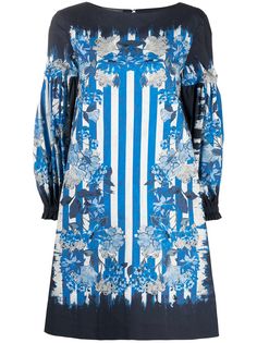 Alberta Ferretti платье мини с длинными рукавами и цветочным принтом