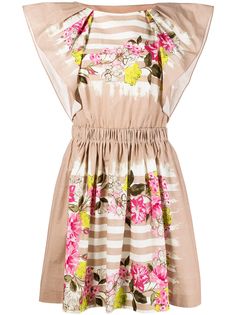 Alberta Ferretti платье с цветочным принтом и короткими рукавами