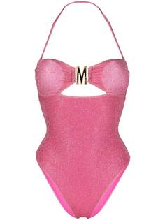 Moschino купальник с вырезом халтер и эффектом металлик