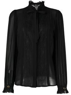 Elisabetta Franchi блузка с оборками и кружевом
