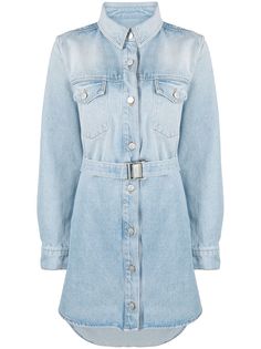Off-White джинсовое платье с поясом и принтом