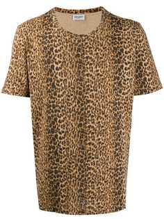 Saint Laurent футболка с леопардовым принтом
