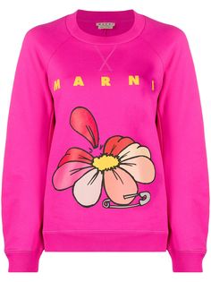 Marni толстовка с логотипом и цветочным принтом