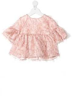 Monnalisa топ с баской и перьями