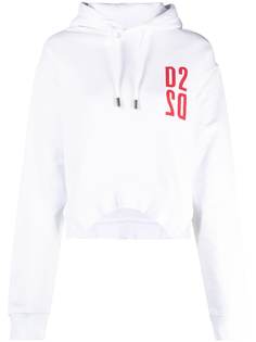 Dsquared2 укороченное худи с кулиской и логотипом
