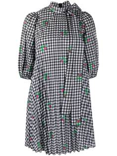 RED Valentino платье в клетку гингем с пышными рукавами