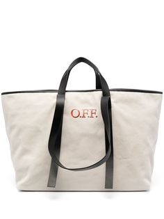 Off-White двухцветная сумка-тоут с логотипом