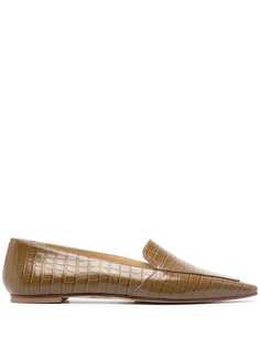 aeyde crocodile-effect leather loafers