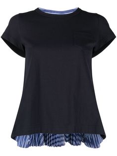 Sacai pleated back cotton T-shirt