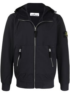 Stone Island худи на молнии с нашивкой-логотипом