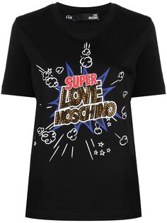 Love Moschino футболка с логотипом и стразами