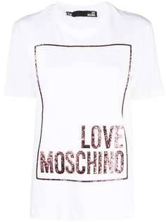 Love Moschino футболка с логотипом и блестками