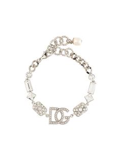 Dolce & Gabbana браслет с кристаллами и логотипом