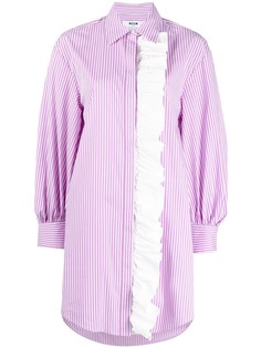 MSGM платье-рубашка в полоску с оборками