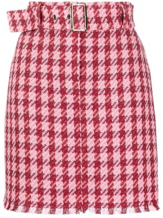 Pinko клетчатая юбка мини с поясом