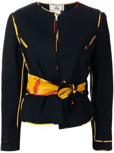 Fendi Pre-Owned жакет без воротника с поясом