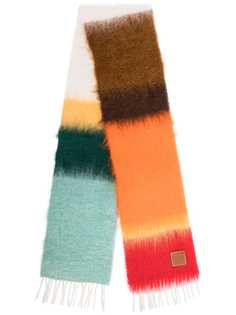 LOEWE logo-patch stripe-pattern scarf