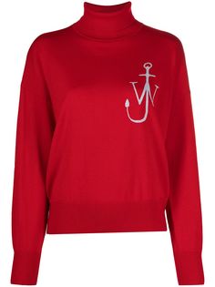 JW Anderson джемпер с воротником-воронкой и логотипом Anchor