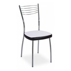 Стул Домотека Омега 1, металл/искусственная кожа, цвет: искрящийся белый/темный Венге