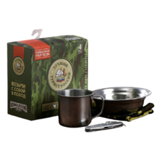 Набор туристической посуды Komandor Лучший турист, 4 шт. серебристый