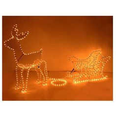 Фигурка Koopman International Олень с санями, дюралайт, 97 см теплый белый