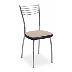 Стул Домотека Омега 1, металл/искусственная кожа, цвет: A1/B4 бежевый, гладкая текстура с эффектом замши/темный венге